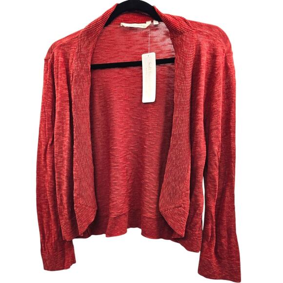 Soft Surroundings Cardigan Sweater Womens Large Orange Open Work Lightweight - Picture 2 of 8